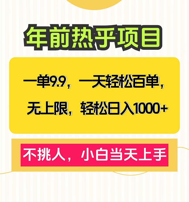 一单9.9，一天百单无上限，不挑人，小白当天上手，轻松日入1000+_超次元库