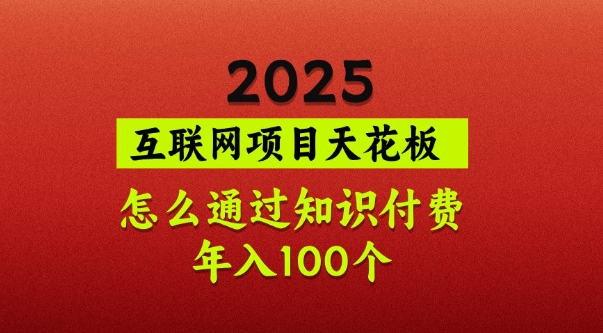 2025项目天花板，普通怎么通过知识付费翻身，年入百个【揭秘】_超次元库