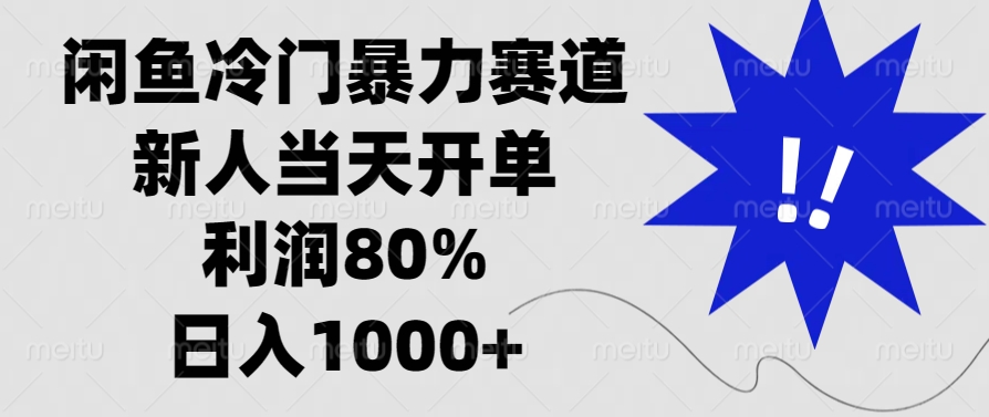 闲鱼冷门暴力赛道，新人当天开单，利润80%，日入1000+_超次元库