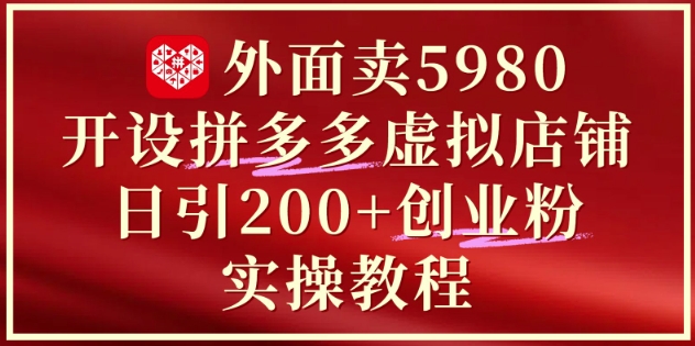 外面卖5980开设拼多多虚拟店铺：单日引流200+创业付费粉实战教程_超次元库