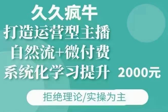久久疯牛·自然流+微付费(12月23更新)打造运营型主播，包11月+12月_超次元库