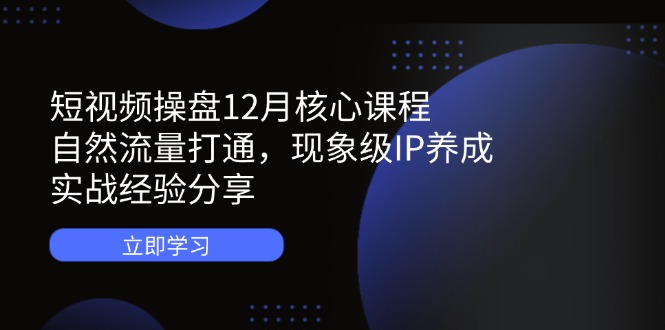 短视频操盘12月核心课程：自然流量打通，现象级IP养成，实战经验分享_超次元库