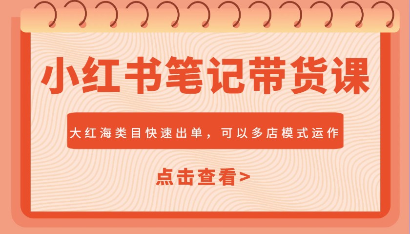 小红书笔记带货课，大红海类目快速出单，市场大，可以多店模式运作_超次元库