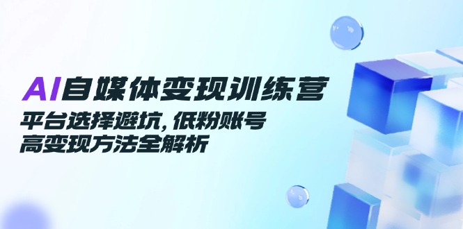 AI自媒体变现训练营，平台选择避坑，低粉账号高变现方法全解析_超次元库
