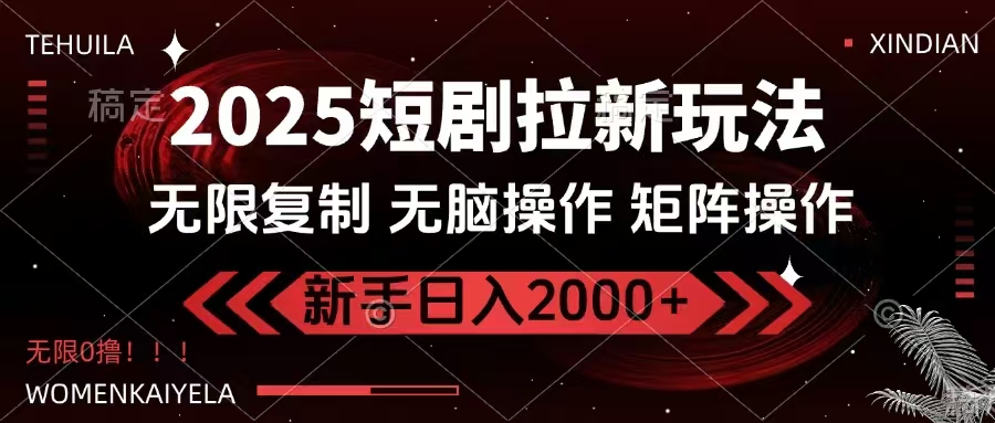 2025短剧拉新玩法，无需注册登录，无限0撸，无脑批量操作日入2000+_超次元库