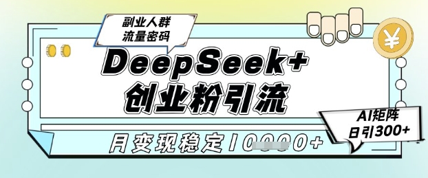 DeepSeek+创业粉精准引流，全新分享课4.0玩法，AI矩阵日引300+，多种变现方式，稳定月入1W_超次元库