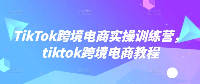 TikTok跨境电商实操训练营，tiktok跨境电商教程_超次元库