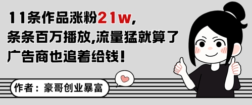 11条作品涨粉21W，条条百W播放，流量猛就算了，广告商也追着给钱_超次元库