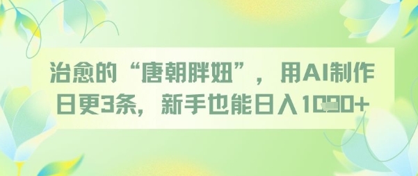 治愈的“唐朝胖妞”，用AI制作日更3条，新手也能日入多张_超次元库