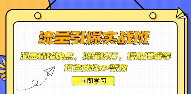 流量引爆实战班，涵盖情绪触点，剪辑技巧，投放逻辑等，打造女性IP变现_超次元库