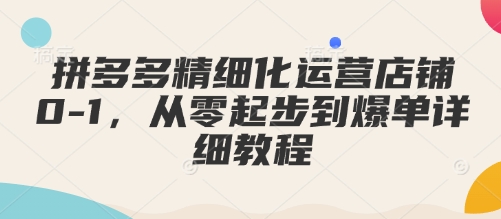 拼多多精细化运营店铺0-1，从零起步到爆单详细教程_超次元库