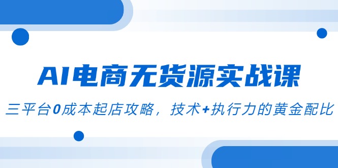 AI电商无货源实战课，三平台0成本起店攻略，技术+执行力的黄金配比_超次元库
