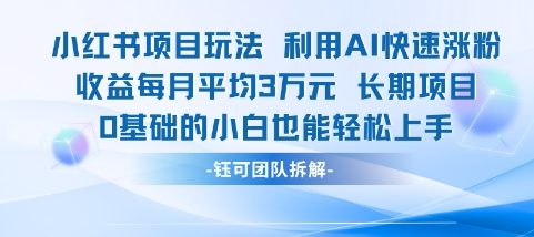 适合小白操作的小红书新项目，利用AI快速涨粉，收益每月平均1W+_超次元库
