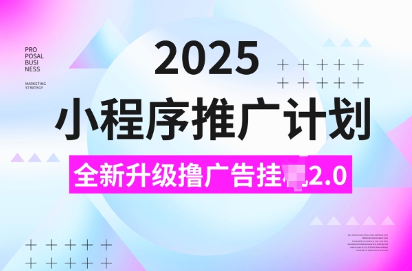 2025小程序推广计划，撸广告挂JI3.0玩法，日均5张【揭秘】_超次元库