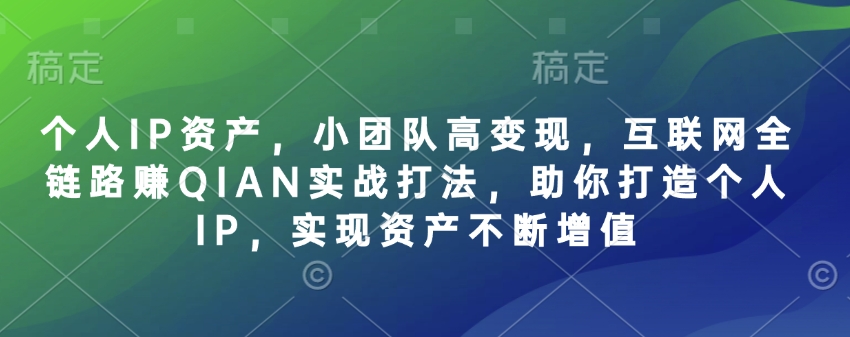 个人IP资产，小团队高变现，互联网全链路赚QIAN实战打法，助你打造个人IP，实现资产不断增值_超次元库