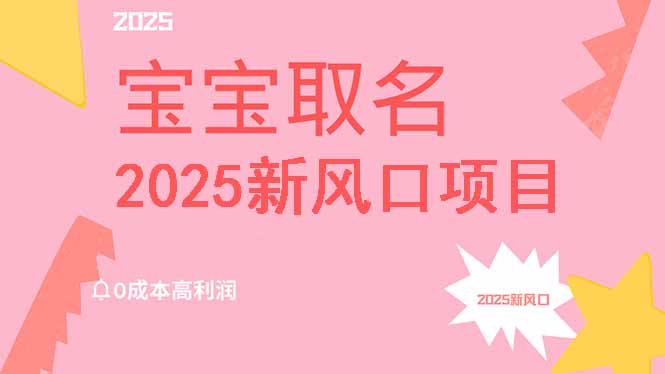 2025新风口项目宝宝取名，0成本高利润，附保姆级教程，月入过万不是梦_超次元库