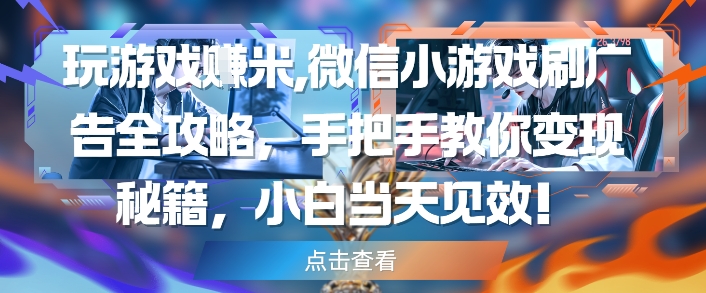 玩游戏挣米，微信小游戏刷广告全攻略，手把手教你变现秘籍，小白当天见效_超次元库