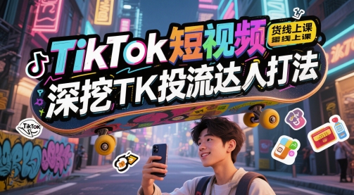 TikTok短视频带货线上课，深挖TK投流达人打法_超次元库