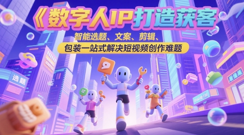 数字人IP打造获客变现实操课，智能选题、文案、剪辑、包装一站式解决短视频创作难题_超次元库