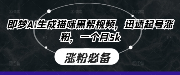 即梦AI生成猫咪黑帮视频，迅速起号涨粉，一个月5k_超次元库