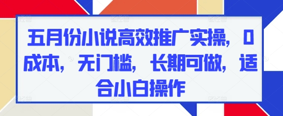 五月份小说高效推广实操，0成本，无门槛，长期可做，适合小白操作_超次元库