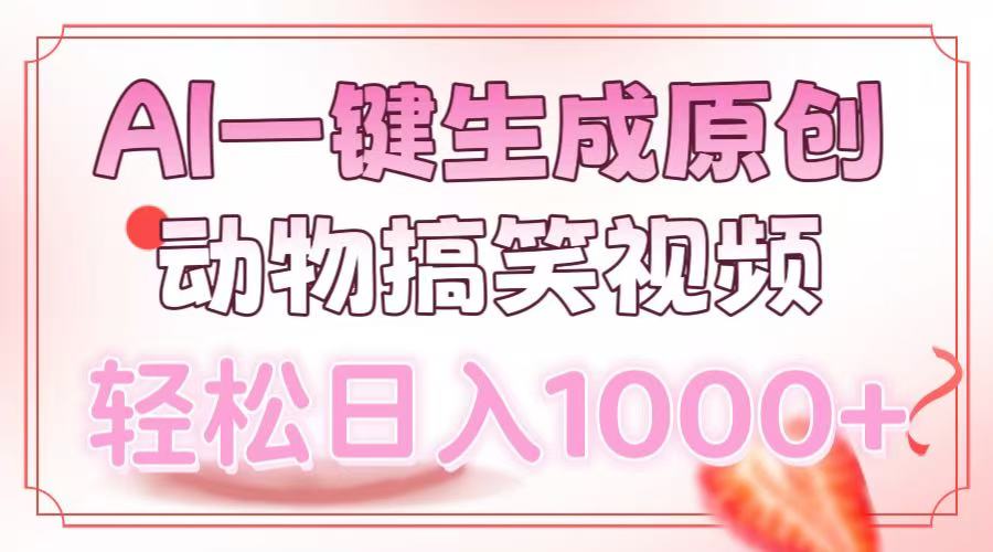 AI一键生成原创动物搞笑视频，轻松日入1000+_超次元库