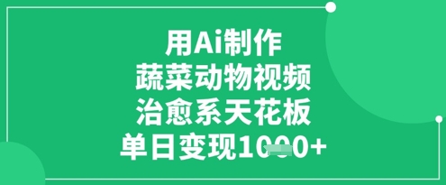 用Ai制作蔬菜动物视频，治愈系天花板，单日变现1k_超次元库