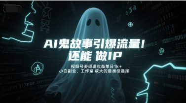 AI鬼故事引爆流量，还能做IP，视频号多渠道收益单日1k+，小白副业、工作室放大的最佳选择_超次元库