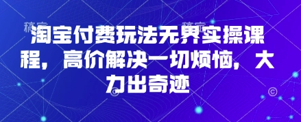 淘宝付费玩法无界实操课程，高价解决一切烦恼，大力出奇迹_超次元库