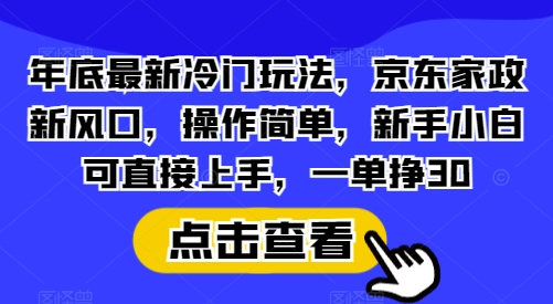 年底最新冷门玩法，京东家政新风口，操作简单，新手小白可直接上手，一单挣30【揭秘】_超次元库