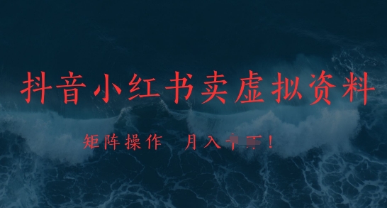 抖音小红书卖虚拟资料，市场需求一直存在，矩阵操作，月入1w+_超次元库