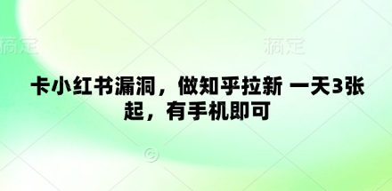 卡小红书漏洞，做知乎拉新 一天3张起，有手机即可_超次元库