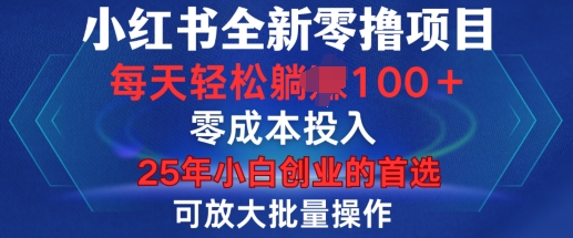 小红书全新纯零撸项目，只要有号就能玩，可放大批量操作，轻松日入100+【揭秘】_超次元库