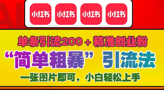 12月底小红书”简单粗暴“引流法，单条引流200+精准创业粉_超次元库