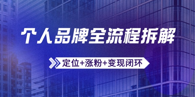 个人品牌全流程拆解：定位+涨粉+变现闭环，微信生态运营与资源整合_超次元库