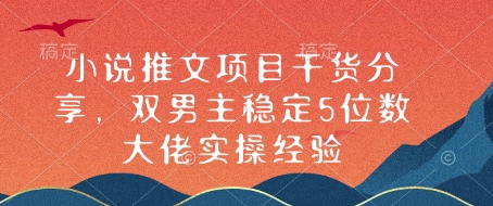 小说推文项目干货分享，双男主稳定5位数大佬实操经验_超次元库