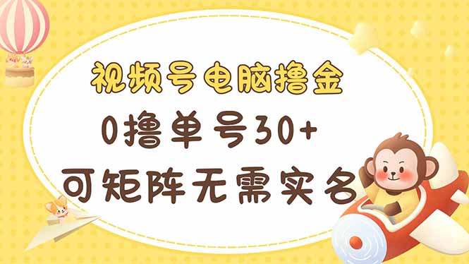 视频号电脑撸金 0撸单号30+ 可矩阵 无需实名多号多得_超次元库