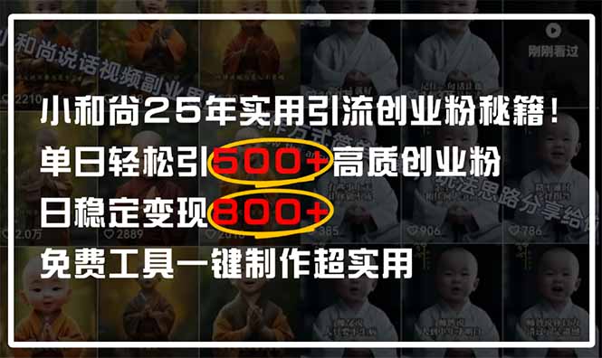 小和尚2025年实用引流秘籍！单日轻松引500+高质量创业粉，日变现800+，…_超次元库