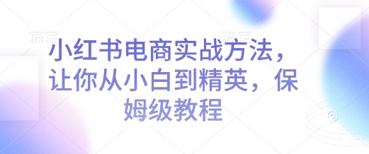 小红书电商实战方法，让你从小白到精英，保姆级教程_超次元库