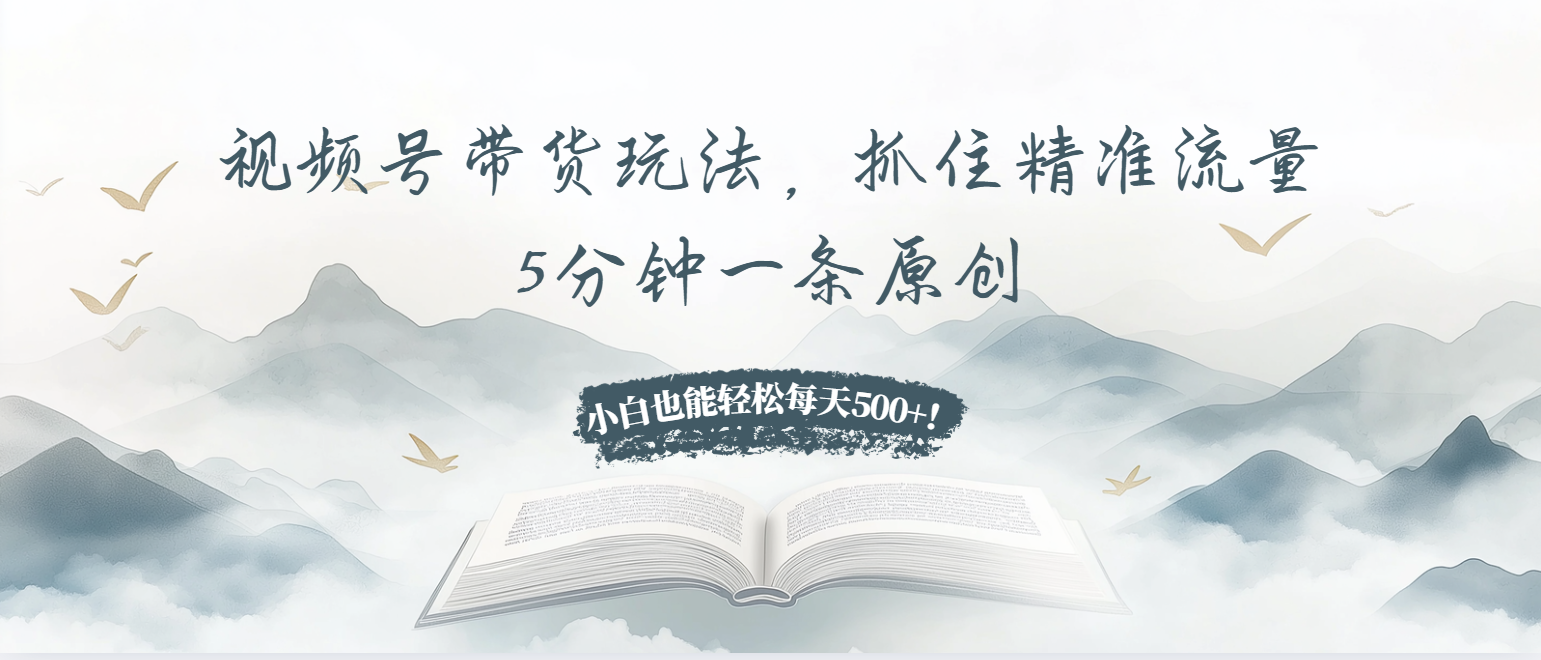 视频号带货玩法，抓住精准流量，5分钟一条原创，小白也能轻松每天500+！_超次元库