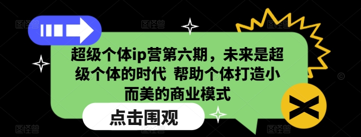 超级个体ip营第六期，未来是超级个体的时代  帮助个体打造小而美的商业模式_超次元库