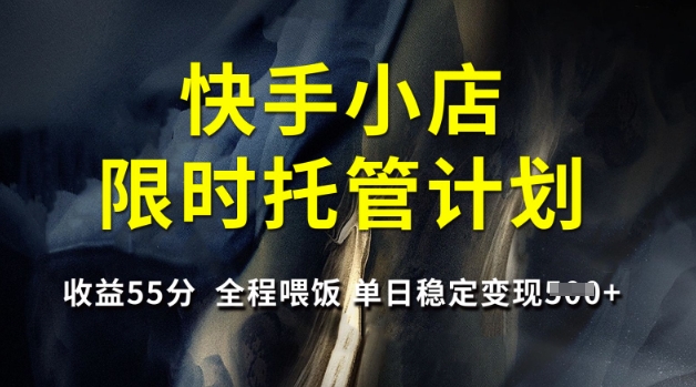 快手小店限时托管计划，收益55分，全程喂饭，单日稳定变现5张【揭秘】_超次元库
