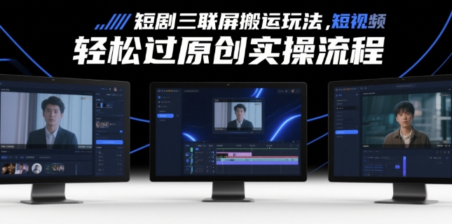 短剧三联屏搬运玩法，短剧搬运轻松过原创实操流程_超次元库