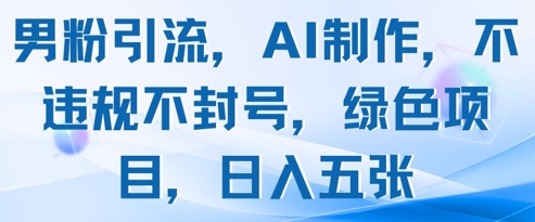 男粉引流，AI制作，不违规不封号，绿色项目，日入五张_超次元库