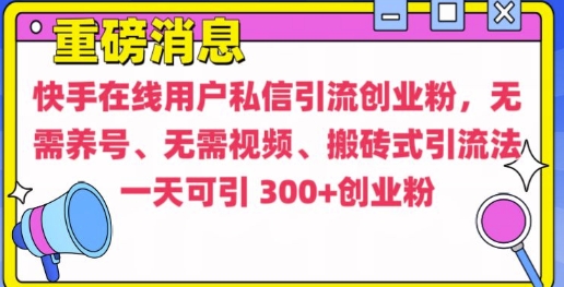 快手最新引流创业粉方法，无需养号、无需视频、搬砖式引流法【揭秘】_超次元库