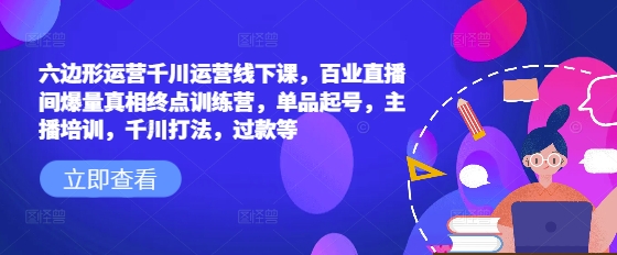 六边形运营千川运营线下课，百业直播间爆量真相终点训练营，单品起号，主播培训，千川打法，过款等_超次元库