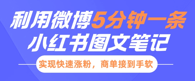 小红书利用微博5分钟一条图文笔记，实现快速涨粉，商单接到手软_超次元库
