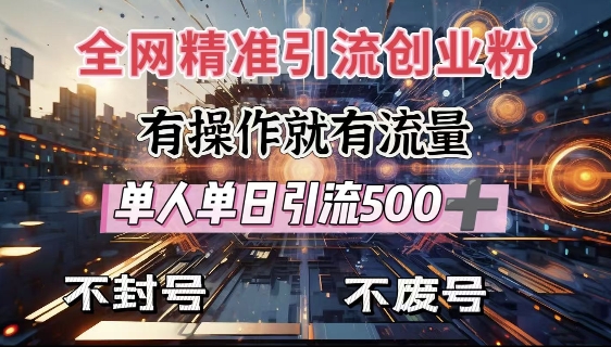 全网独家引流创业粉，有操作就有流量，单人单日引流500+，不封号、不费号_超次元库