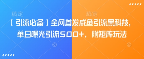 【引流必备】全网首发咸鱼引流黑科技，单日曝光引流500+，附矩阵玩法【揭秘】_超次元库