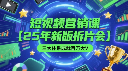短视频营销课【25年新版拆片会】三大体系成就百万大V，包含正课、拆片会、手把手教学直播课等_超次元库